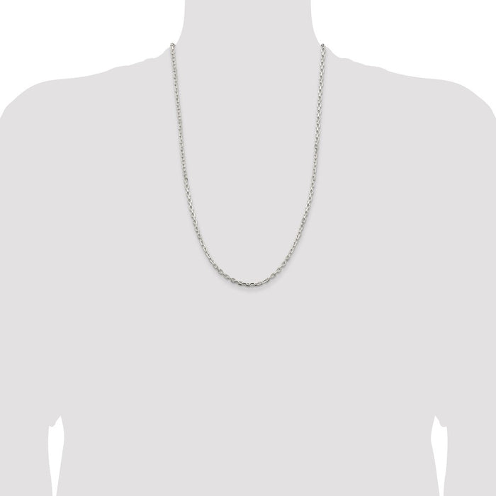 Exclusive 3.25mm Sterling Silver Beveled Oval Link Cable Chain - Stylish Value-4