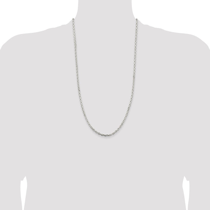 Buy Stylish 3.25mm Sterling Silver Beveled Oval Link Chain - Affordable Quality-4