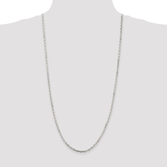 Buy Exclusive Sterling Silver 3.25mm Beveled Oval Link Cable Chain - Stylish Value!-4