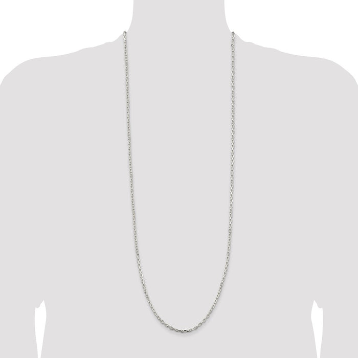 Buy Stylish 3.25mm Sterling Silver Beveled Oval Link Cable Chain - Affordable!-4