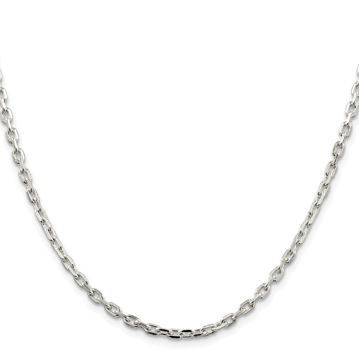High-quality Rhodium-Plated Sterling Silver 3.25mm Oval Cable Chain - Stylish Value-2