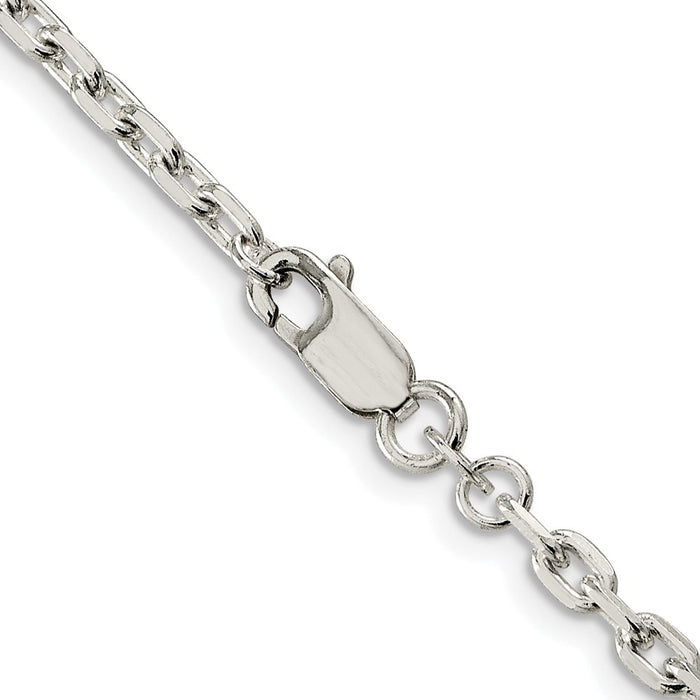 Buy Stylish Rhodium-Plated Sterling Silver 3.25mm Oval Cable Chain - Luxury Value!-3