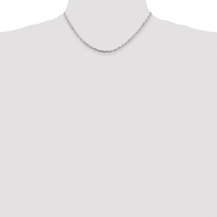 Buy Stylish Rhodium-Plated Sterling Silver 3.25mm Beveled Oval Chain-4