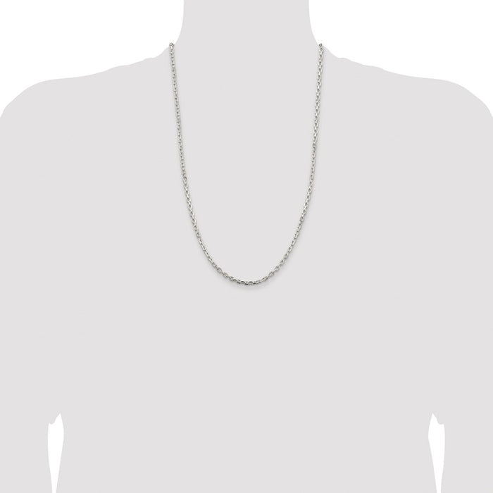 Buy Stylish Rhodium-Plated Sterling Silver 3.25mm Beveled Oval Chain-4