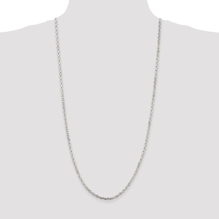 High-Quality Rhodium-Plated Sterling Silver 3.25mm Beveled Oval Chain - Stylish Value-4