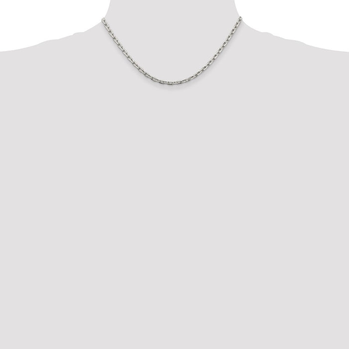 Buy Stylish 3.95mm Sterling Silver Beveled Oval Link Cable Chain-4