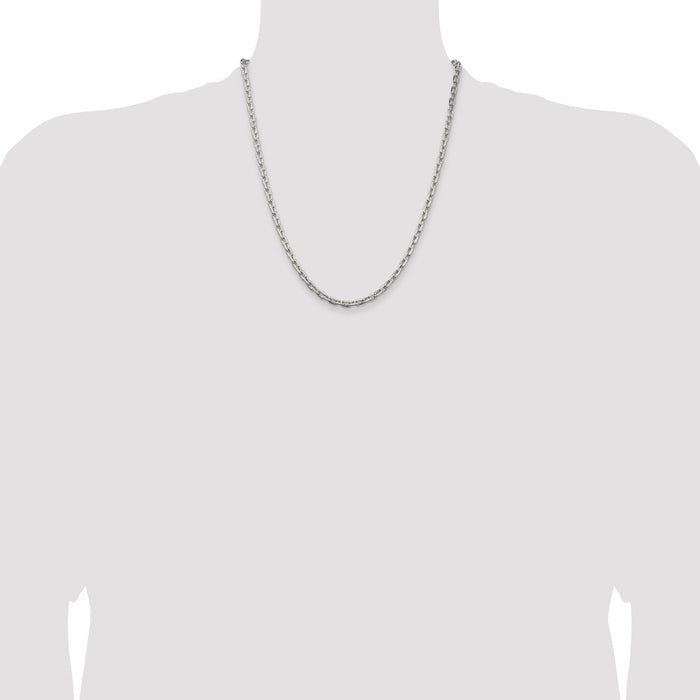 Buy Stylish 3.95mm Sterling Silver Beveled Oval Link Cable Chain - Affordable Elegance-4