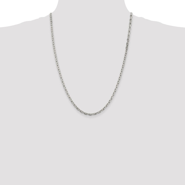 Buy Stylish 3.95mm Beveled Oval Link Cable Chain in Sterling Silver - Luxury Value!-4