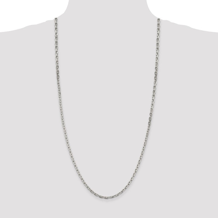 Buy Stylish 3.95mm Beveled Oval Link Sterling Silver Chain - High Quality-4