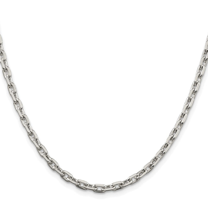 Buy Exclusive Rhodium-Plated Sterling Silver 3.95mm Beveled Oval Chain - Stylish Value!-2