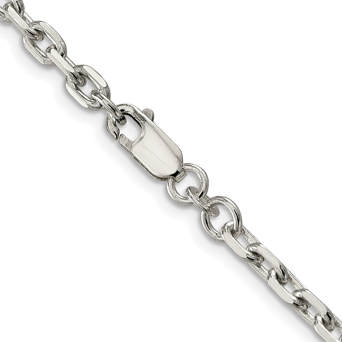 Buy Stylish Rhodium-Plated Sterling Silver 3.95mm Beveled Oval Chain-3
