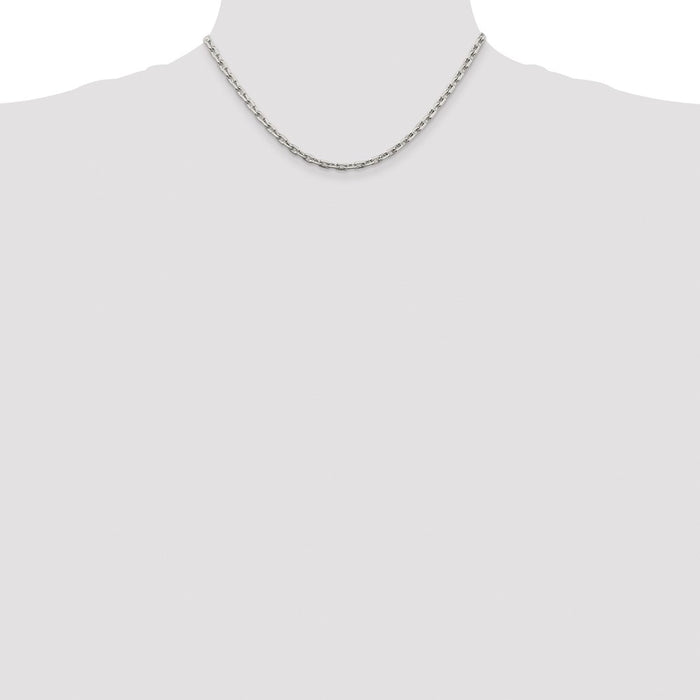 Buy Stylish Rhodium-Plated Sterling Silver 3.95mm Beveled Oval Chain-4