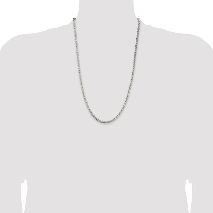 Buy Stylish Rhodium-Plated Sterling Silver 3.95mm Cable Chain - Luxury Value-4