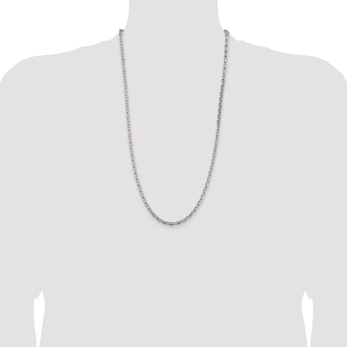 Buy Exclusive Rhodium-Plated Sterling Silver 3.95mm Beveled Oval Chain - Stylish Value!-4