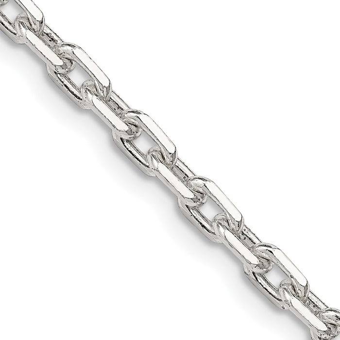 High-Quality 3.95mm Beveled Oval Link Cable Chain in Sterling Silver - Stylish Value!-1