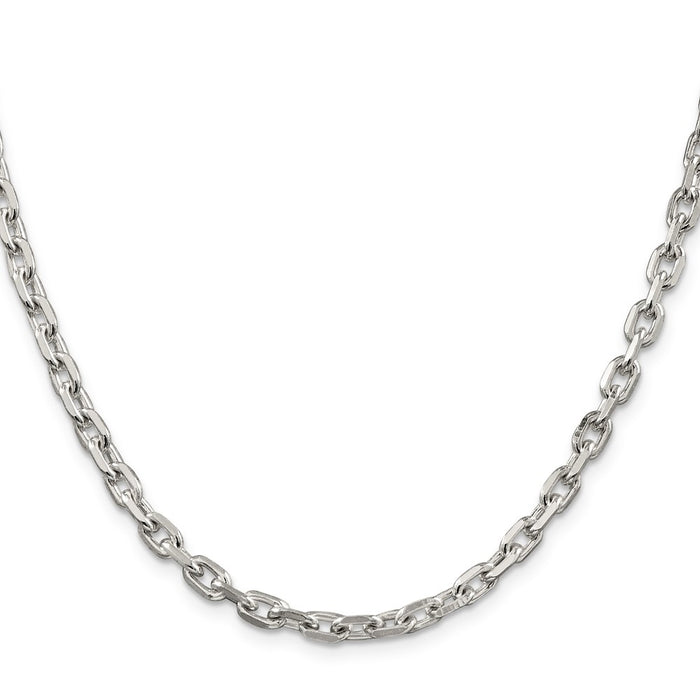 High-Quality 4.9mm Beveled Oval Link Cable Chain in Sterling Silver - Stylish Value!-2