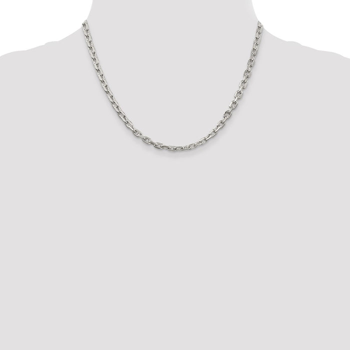 High-Quality 4.9mm Beveled Oval Link Cable Chain in Sterling Silver - Stylish Value!-4
