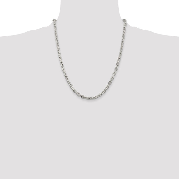 Buy Exclusive 4.9mm Beveled Oval Link Cable Chain in Sterling Silver - Stylish Value!-4