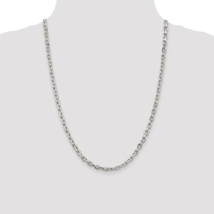 Buy Stylish 4.9mm Sterling Silver Beveled Oval Link Chain - Affordable Luxury-4