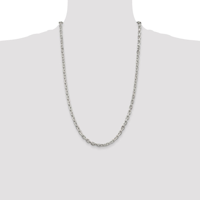 Buy Stylish 4.9mm Beveled Oval Link Cable Chain in High-Quality Sterling Silver-4