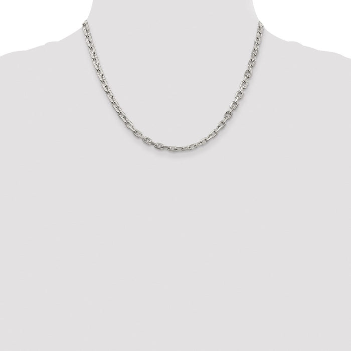 Buy Stylish Rhodium-Plated Sterling Silver 4.9mm Beveled Oval Chain-4