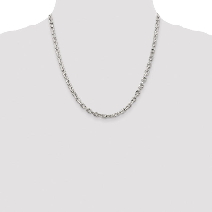 Order Stylish Rhodium-Plated Sterling Silver 4.9mm Beveled Oval Chain-4