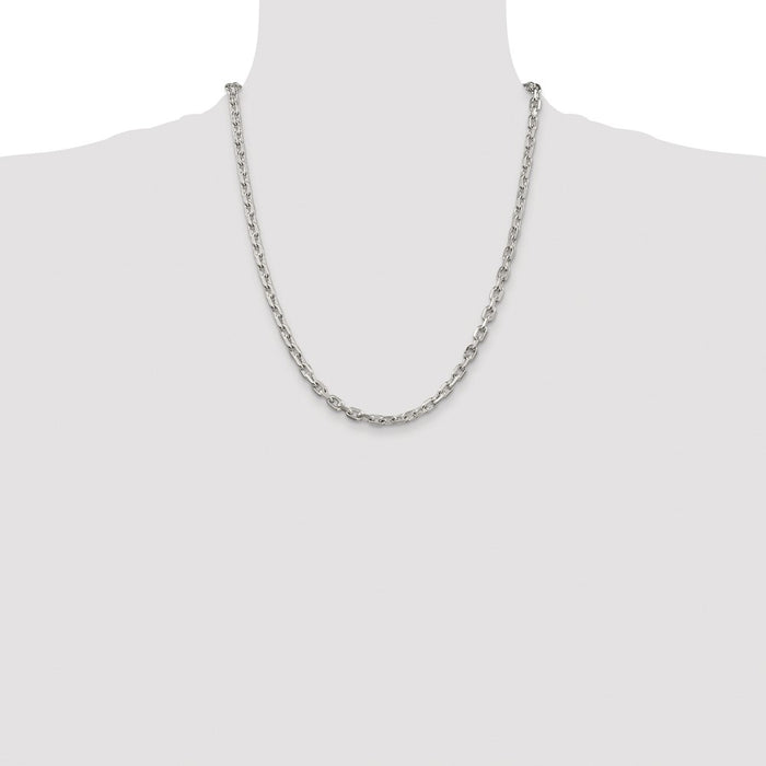 Buy Stylish Rhodium-Plated Sterling Silver 4.9mm Beveled Oval Cable Chain-4