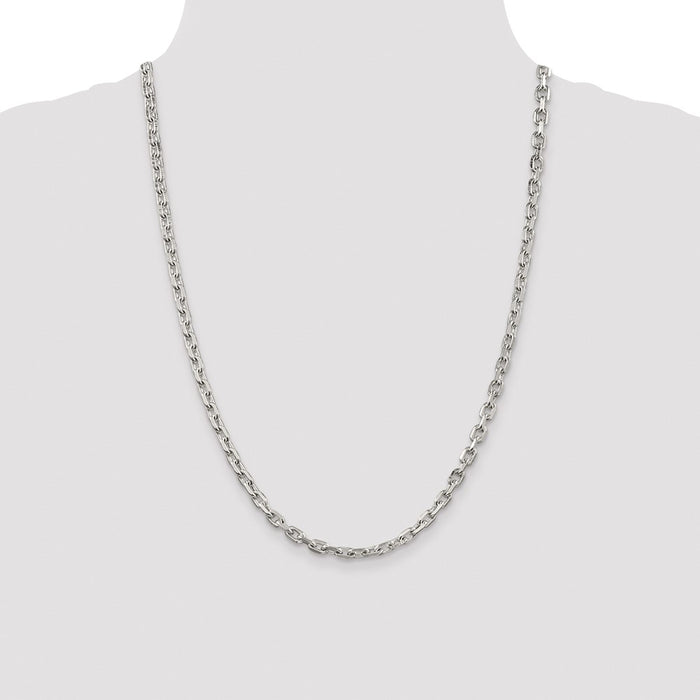 Buy Stylish Rhodium-Plated Sterling Silver 4.9mm Beveled Oval Chain-4