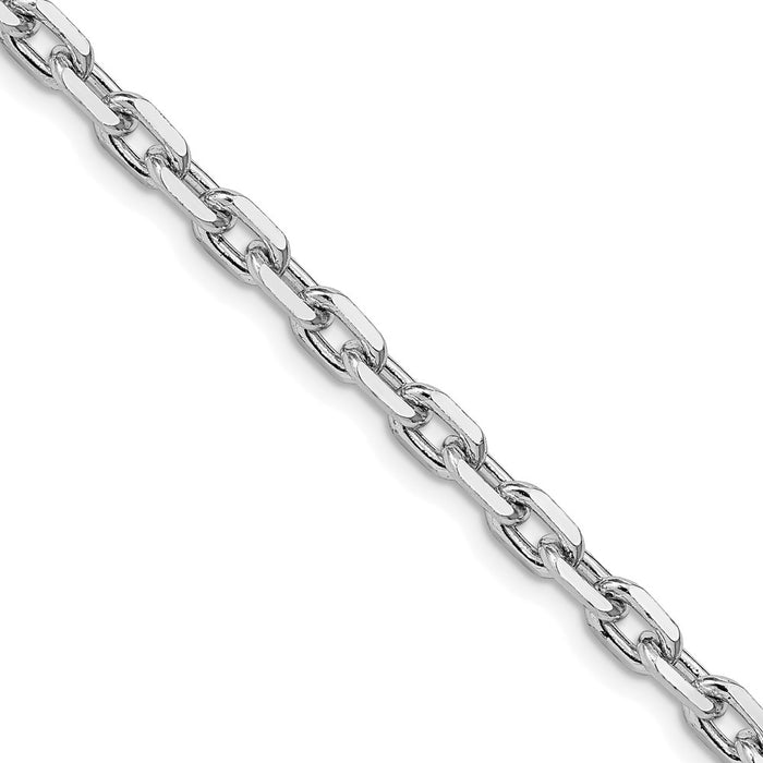 Buy Stylish Rhodium-Plated Sterling Silver 4.9mm Beveled Oval Cable Chain-1