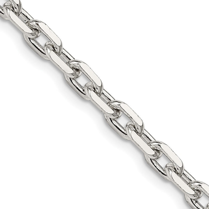 High-Quality 4.9mm Beveled Oval Link Cable Chain in Sterling Silver - Stylish Value!-1