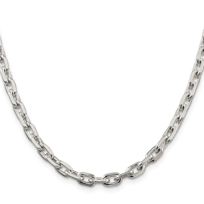 Buy Stylish 5.4mm Beveled Oval Sterling Silver Cable Chain - Affordable Luxury!-2