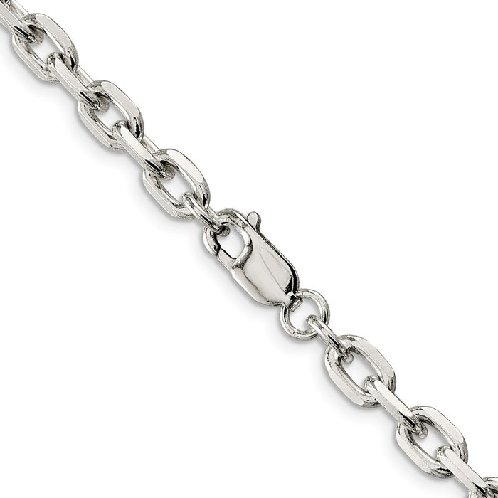 Buy Stylish Beveled Oval Cable Chain in Sterling Silver - 5.4mm Thickness-3
