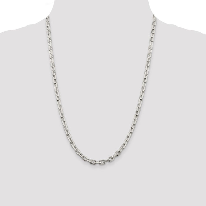 Exclusive 5.4mm Beveled Oval Sterling Silver Cable Chain - Stylish Value!-4