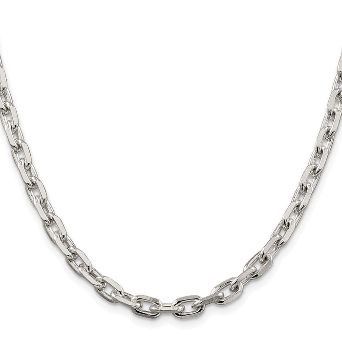 Buy Stylish Rhodium-Plated Sterling Silver 5.4mm Beveled Oval Chain-2