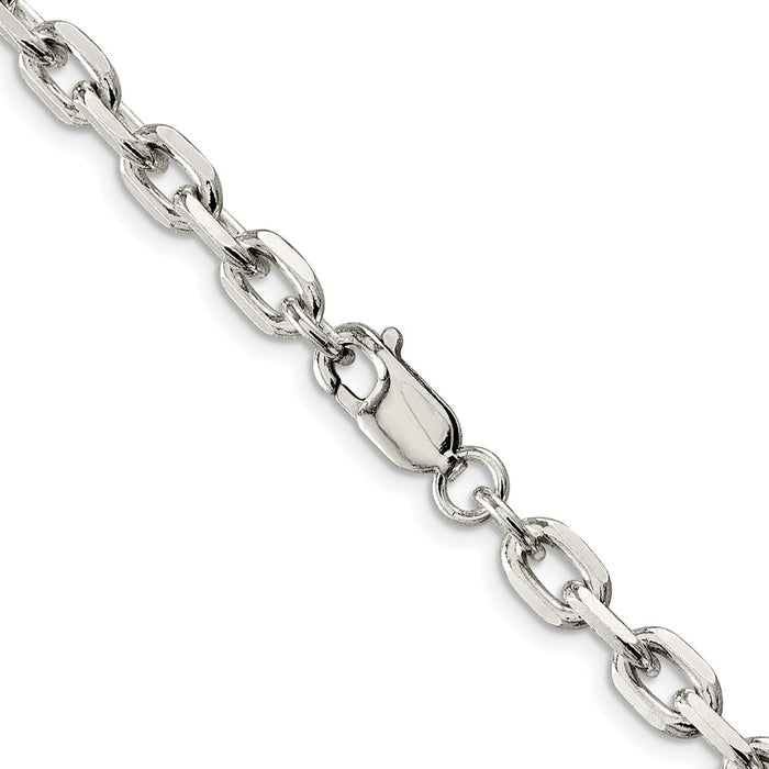 Buy Luxury Rhodium-Plated Sterling Silver 5.4mm Oval Cable Chain Online-3
