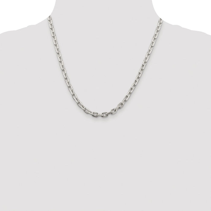 Buy Stylish Rhodium-Plated Sterling Silver 5.4mm Beveled Oval Chain - Affordable Luxury-4