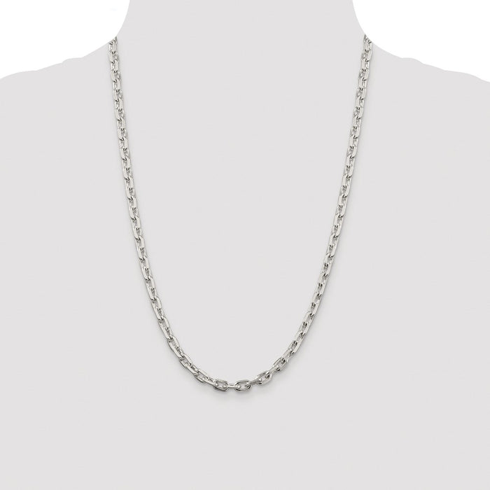 Buy Stylish Rhodium-Plated Sterling Silver 5.4mm Beveled Oval Chain-4