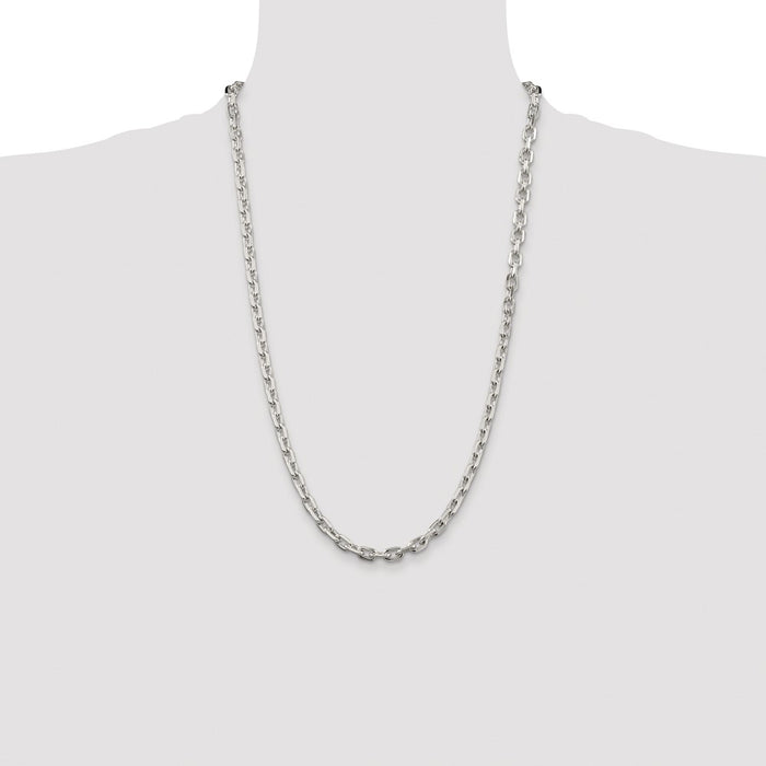 Buy Stylish Rhodium-Plated Sterling Silver 5.4mm Beveled Oval Chain - Luxury!-4