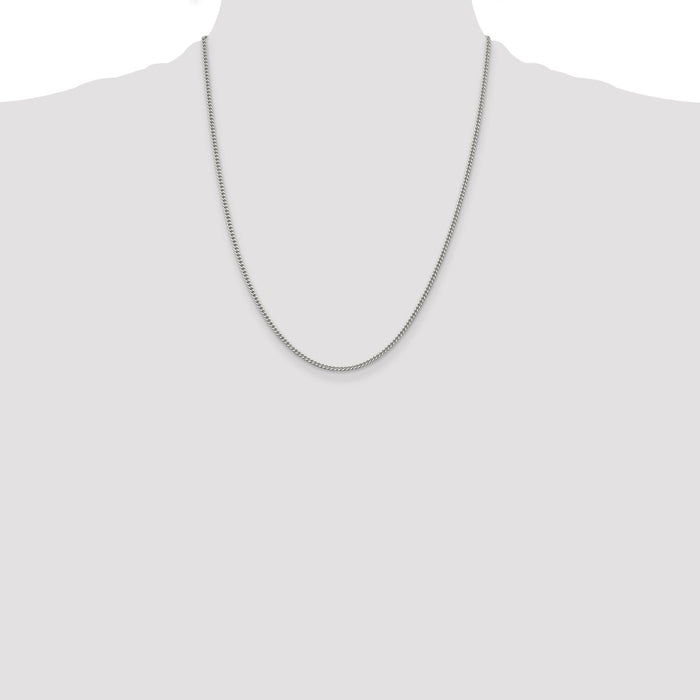 Buy Stylish Rhodium-Plated 2mm Sterling Silver Curb Chain - Affordable Luxury!-4