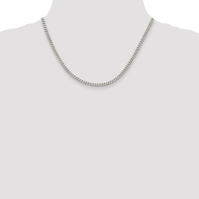 Buy Stylish Rhodium-Plated Sterling Silver 3.5mm Curb Chain - Affordable Luxury-4