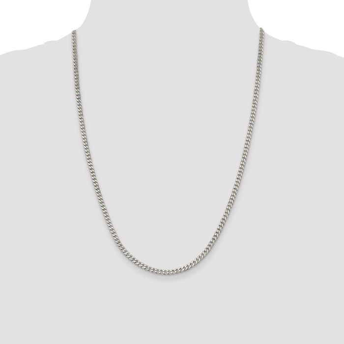 Buy Stylish Rhodium-Plated Sterling Silver 3.5mm Curb Chain - Affordable Luxury-4
