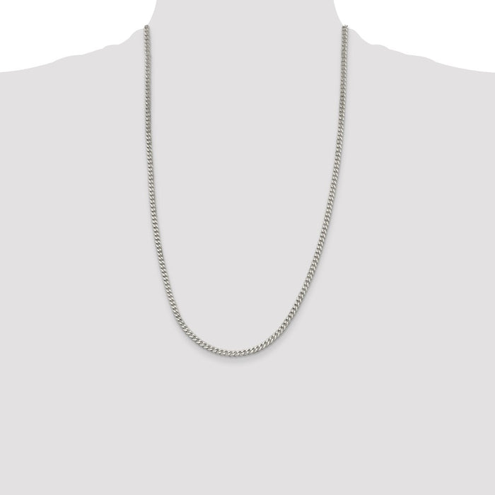 Buy Stylish Rhodium-Plated Sterling Silver Curb Chain - 3.5mm, Affordable Luxury!-4