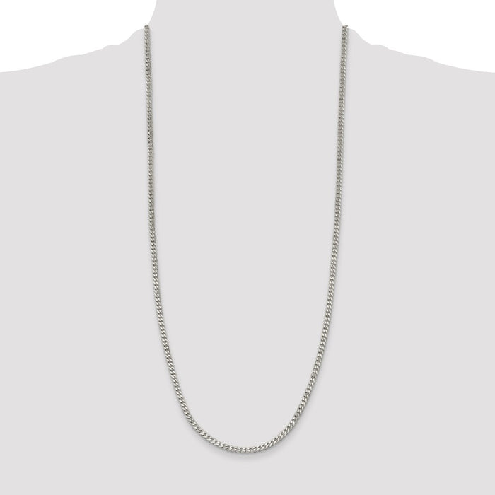Buy Stylish 3.5mm Rhodium-Plated Sterling Silver Curb Chain - Affordable Value!-4
