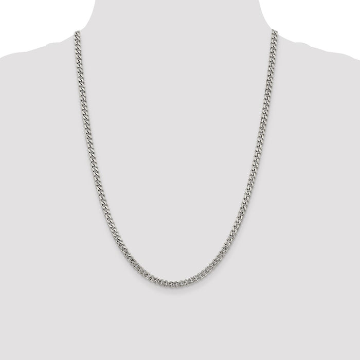 Buy Stylish Rhodium-Plated Sterling Silver 4.5mm Curb Chain | Luxury Value-4