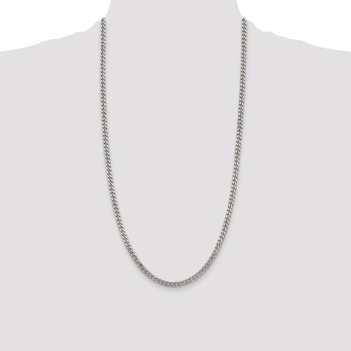 Buy Stylish Rhodium-Plated Sterling Silver 4.5mm Curb Chain - Affordable Luxury-4