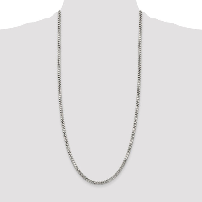 Buy Stylish Rhodium-Plated Sterling Silver 4.5mm Curb Chain - Affordable Luxury-4