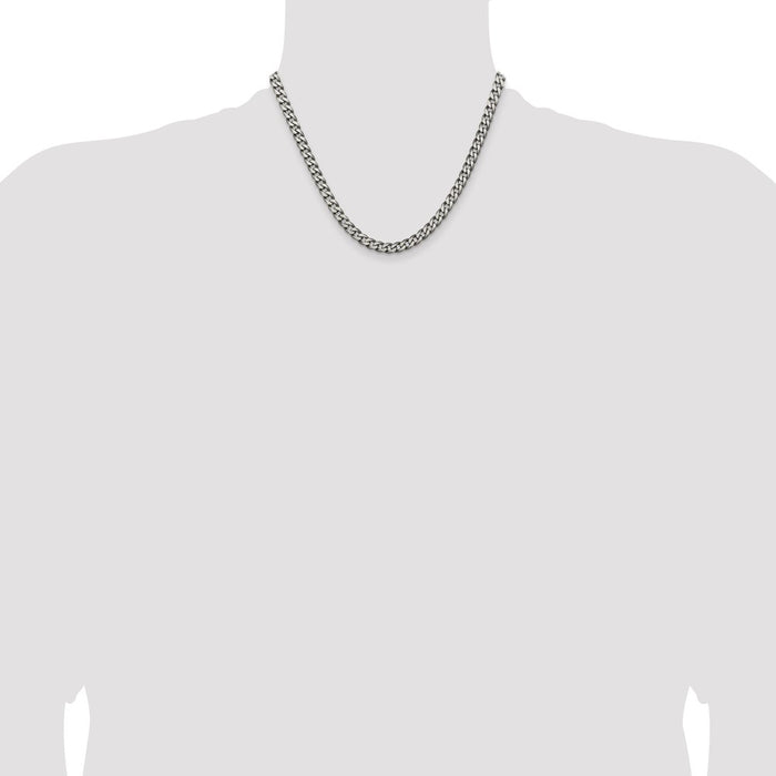 Buy Stylish 6.0mm Antiqued Sterling Silver Curb Chain - Affordable Luxury-4