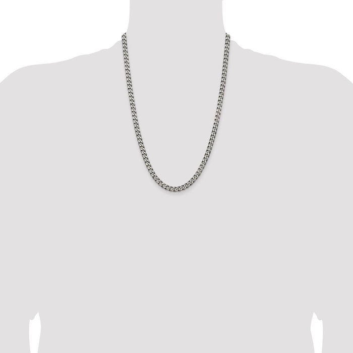 Exclusive 6.0mm Antiqued Sterling Silver Curb Chain - Stylish & Affordable!-4