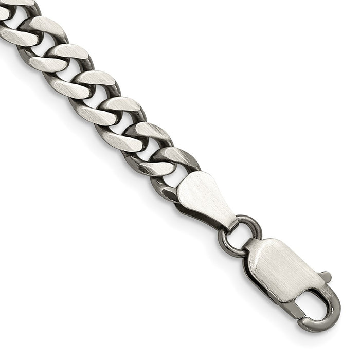 High-Quality 6.0mm Antiqued Sterling Silver Curb Chain - Stylish Value!-1