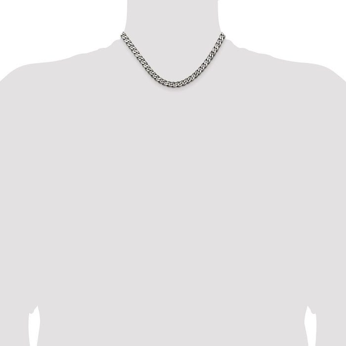 High-Quality Antiqued Sterling Silver 6.5mm Curb Chain - Stylish Value Deal!-4